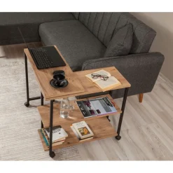 Melin sidobord 70 x 76 cm - Furu/svart