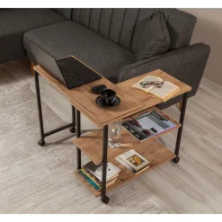 Melin sidobord 70 x 76 cm - Furu/svart