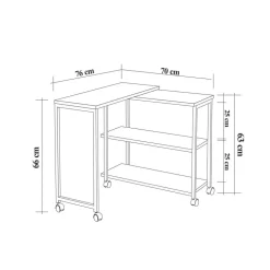 Melin sidobord 70 x 76 cm - Furu/svart