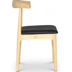 Mella karmstol i trä med svart sits + Möbeltassar