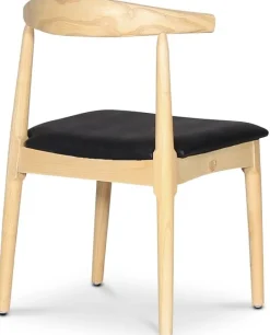 Mella karmstol i trä med svart sits + Möbeltassar