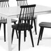 Mellby matgrupp 140 cm bord med 4 st svarta Dalsland pinnstolar - Vit / Svart + 3.00 x Möbeltassar
