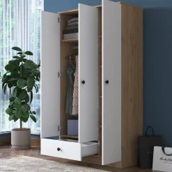 Mendy garderob 90 cm - Valnöt/vit