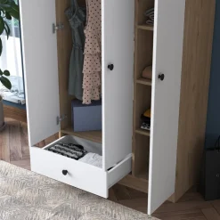 Mendy garderob 90 cm - Valnöt/vit