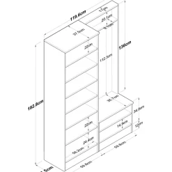 Mendy hallmöbel 120 cm - Valnöt/vit
