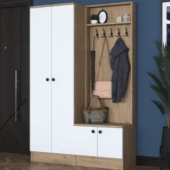 Mendy hallmöbel 120 cm - Valnöt/vit