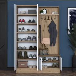 Mendy hallmöbel 120 cm - Valnöt/vit