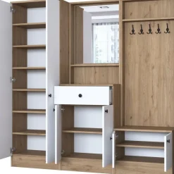 Mendy hallmöbel 180 cm - Valnöt/vit