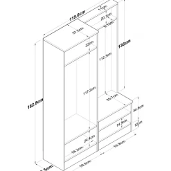 Mendy hallmöbel - Vit/valnöt