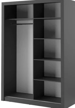 Mervyn garderob B150 cm - Svart / Spegel