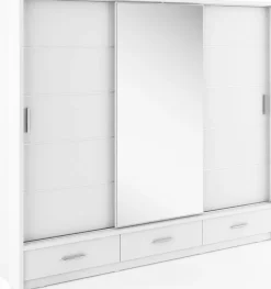Mervyn garderob med skjutdörrar och innehåll B250 cm - Vit