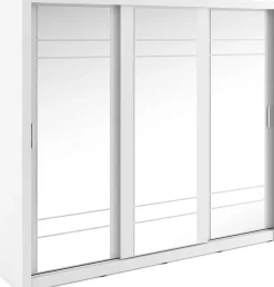 Mervyn vit garderob med spegel och inredning - Bredd 250 cm