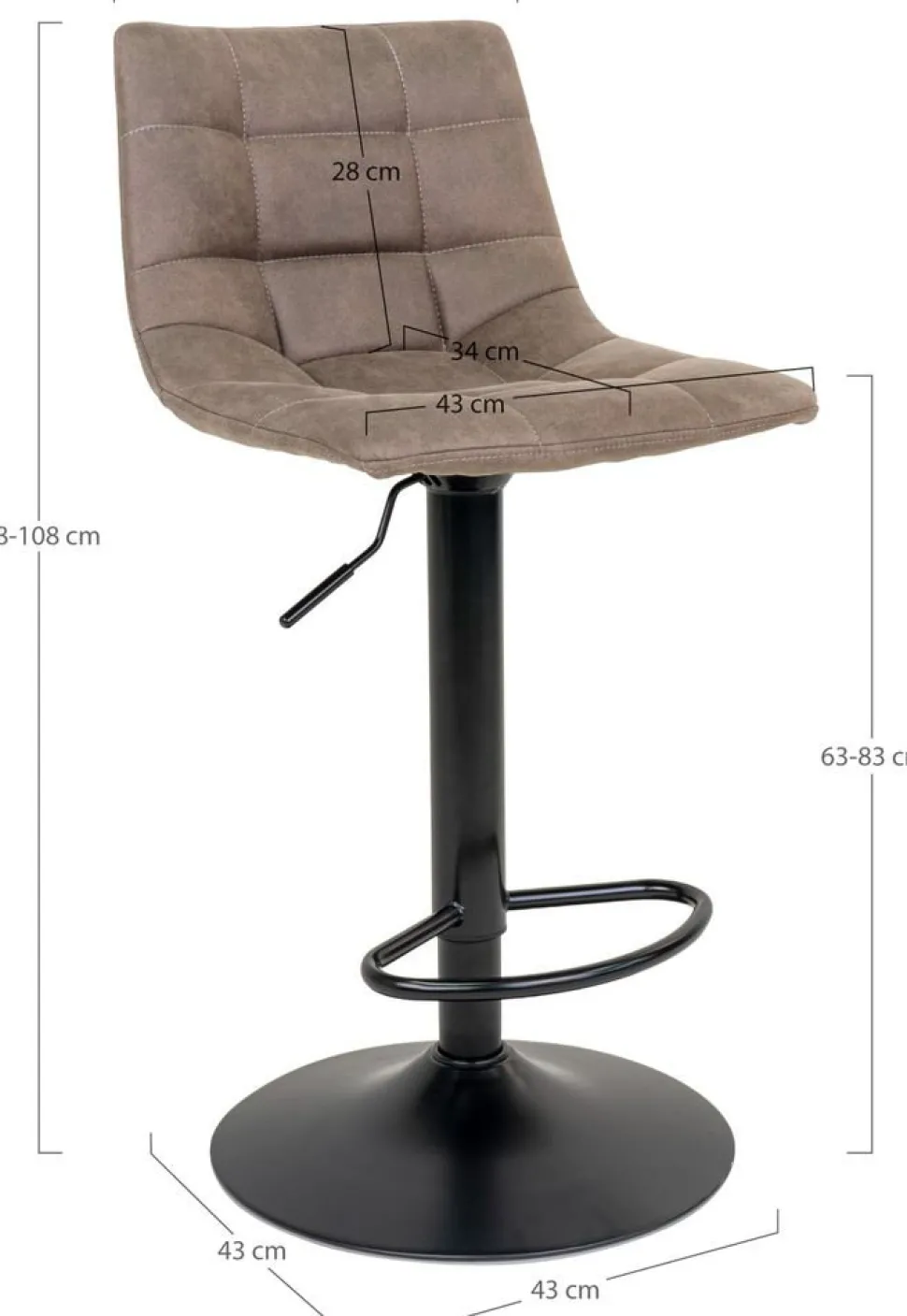 Middelfart Barstol - Ljusbrun/svart