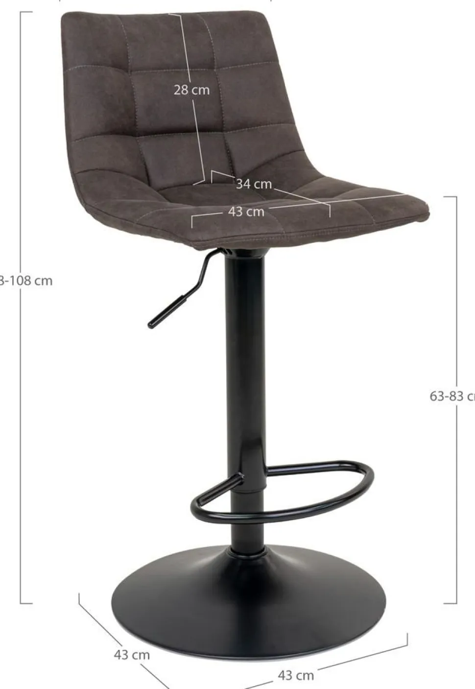 Middelfart Barstol - Mörkgrå/svart + Fläckborttagare för möbler