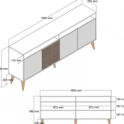 Milan skänk 180 cm - Valnöt/antracit