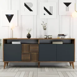 Milan skänk 180 cm - Valnöt/antracit