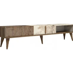 Milan TV-bänk - Valnöt/vit