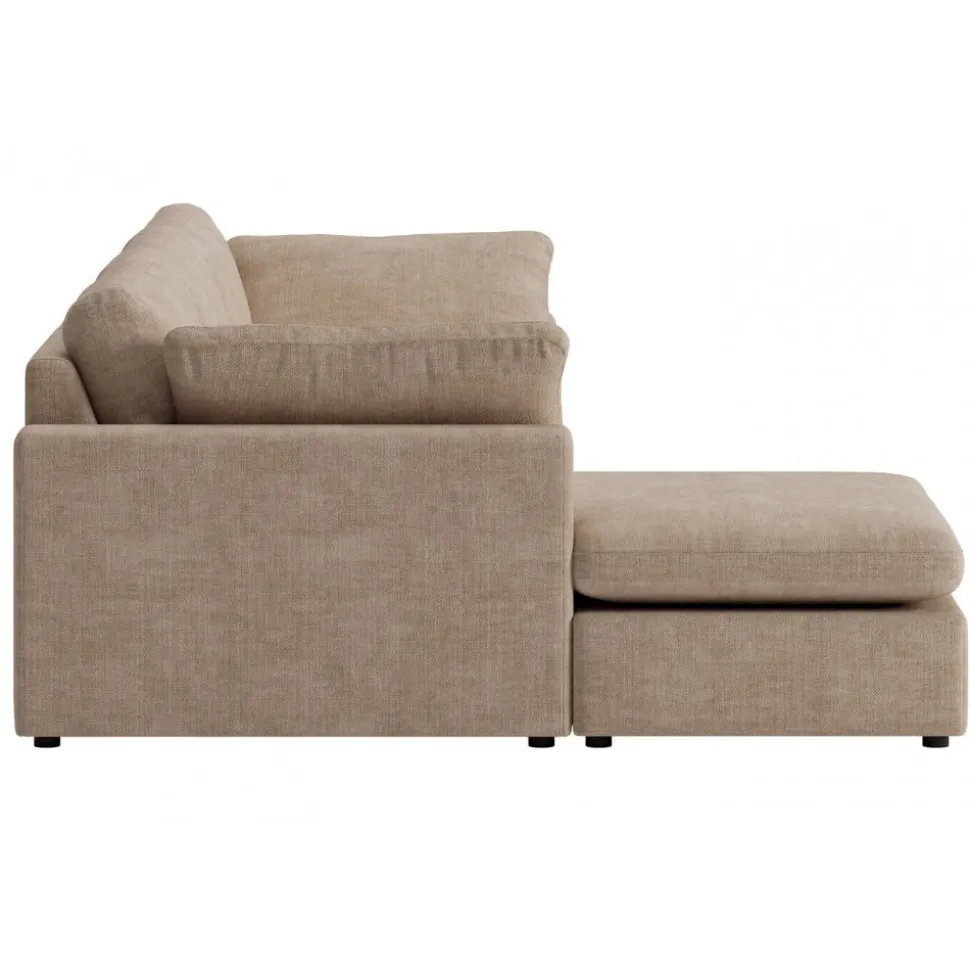 Moby mörkbeige divansoffa 296 cm - Vändbar divansoffa med pocketfjädrar + Möbeltassar