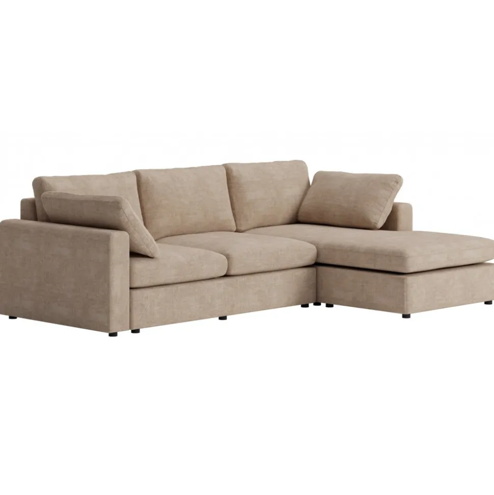 Moby mörkbeige divansoffa 296 cm - Vändbar divansoffa med pocketfjädrar