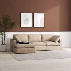 Moby mörkbeige divansoffa 296 cm - Vändbar divansoffa med pocketfjädrar