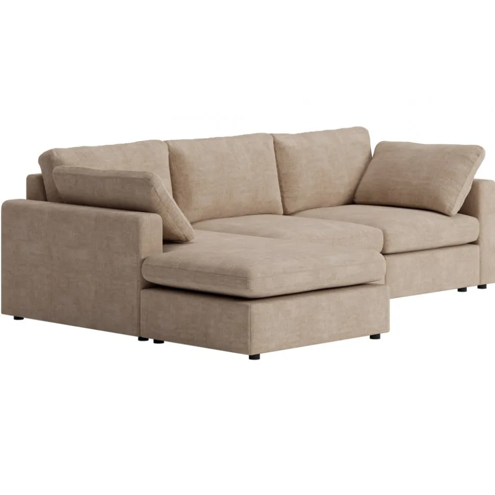 Moby mörkbeige divansoffa 296 cm - Vändbar divansoffa med pocketfjädrar