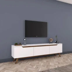 Modern TV-bänk valnöt vit 180 cm