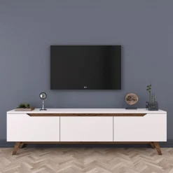 Modern TV-bänk valnöt vit 180 cm