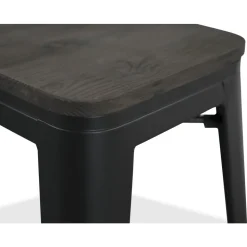 Montreux Barpall i plåt vintage - Plåt / Mörkbrunt trä + Möbeltassar