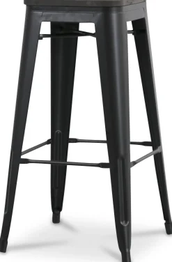 Montreux Barpall i plåt vintage - Plåt / Mörkbrunt trä