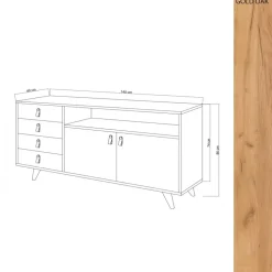 Musso skänk med lådor - Ek/vit