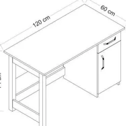 Natural skrivbord 120 x 60 cm - Vit