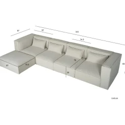 Nees modulsoffa - mittdel - Stone White + Möbeltassar