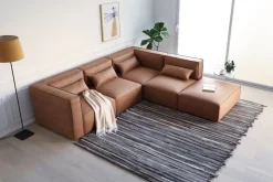 Nees modulsoffa i cognac combo 2 + Möbeltassar