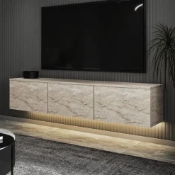 Neon TV-bänk - Travertin