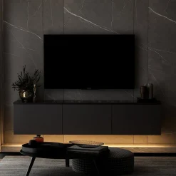 Neon TV-bänk med LED-belysning - Antracit