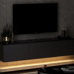 Neon TV-bänk med LED-belysning - Antracit