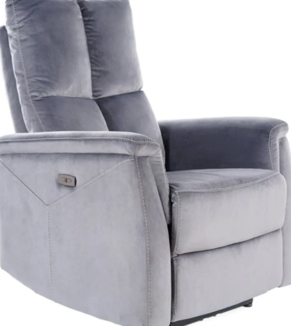 Neptun elektrisk ställbar reclinerfåtölj i grå sammet