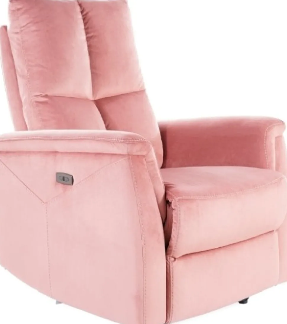 Neptun elektrisk ställbar reclinerfåtölj i rosa sammet