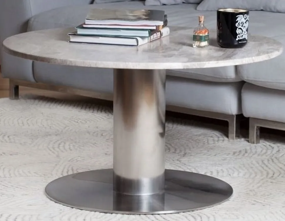 Next 85 runt soffbord i marmor med metallfot