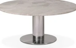 Next runt soffbord i marmor med fot i borstat stål