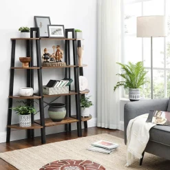 Nilla hörnsteghylla 125 cm - Brun/svart