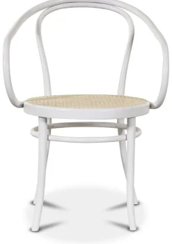 No 30 Karmstol med rottingsits - Vit/Rotting