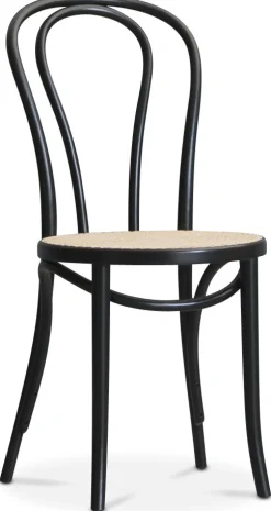 No 18 matstol med rottingsits - Svart + Möbeltassar