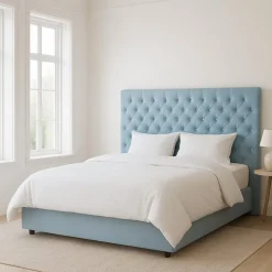 Nord sänggavel med diamantknappar 210 cm - Ljusblå