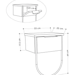 Norfolk sängbord - Ljusbrun