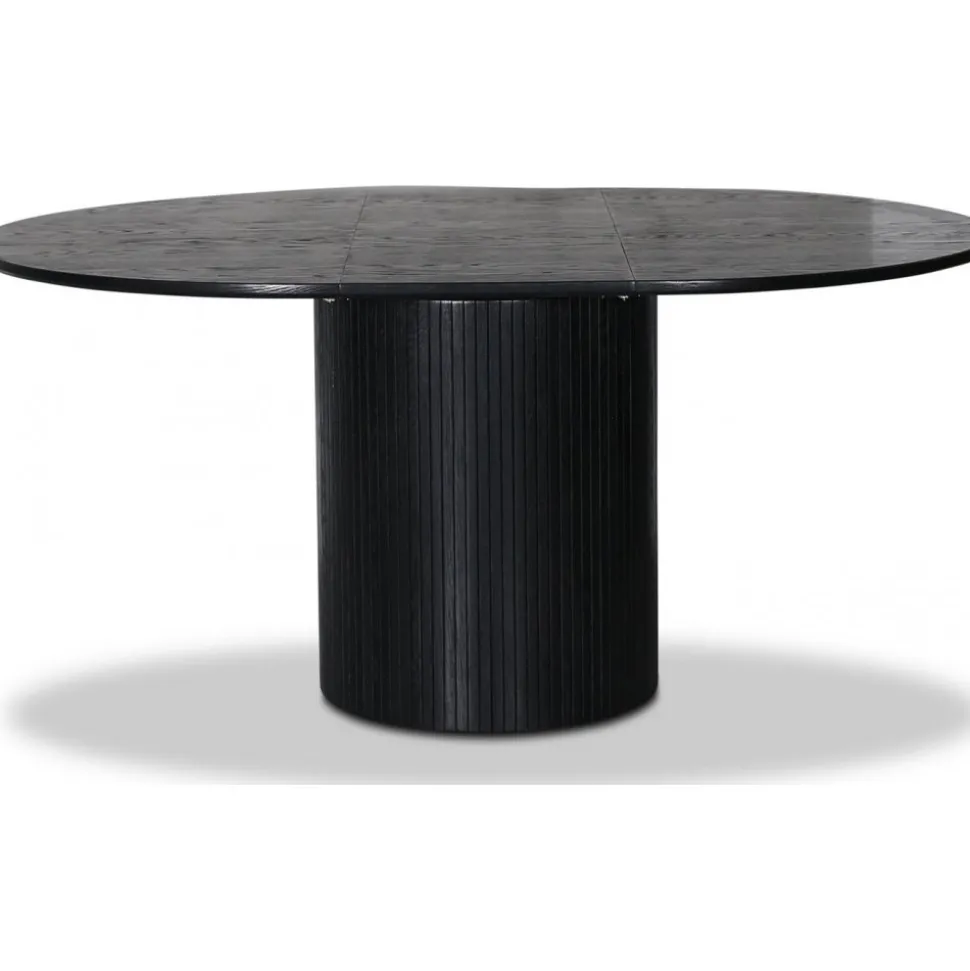 Nova förlängningsbart runt matbord Ø115-160 cm - Svartbetsad ek