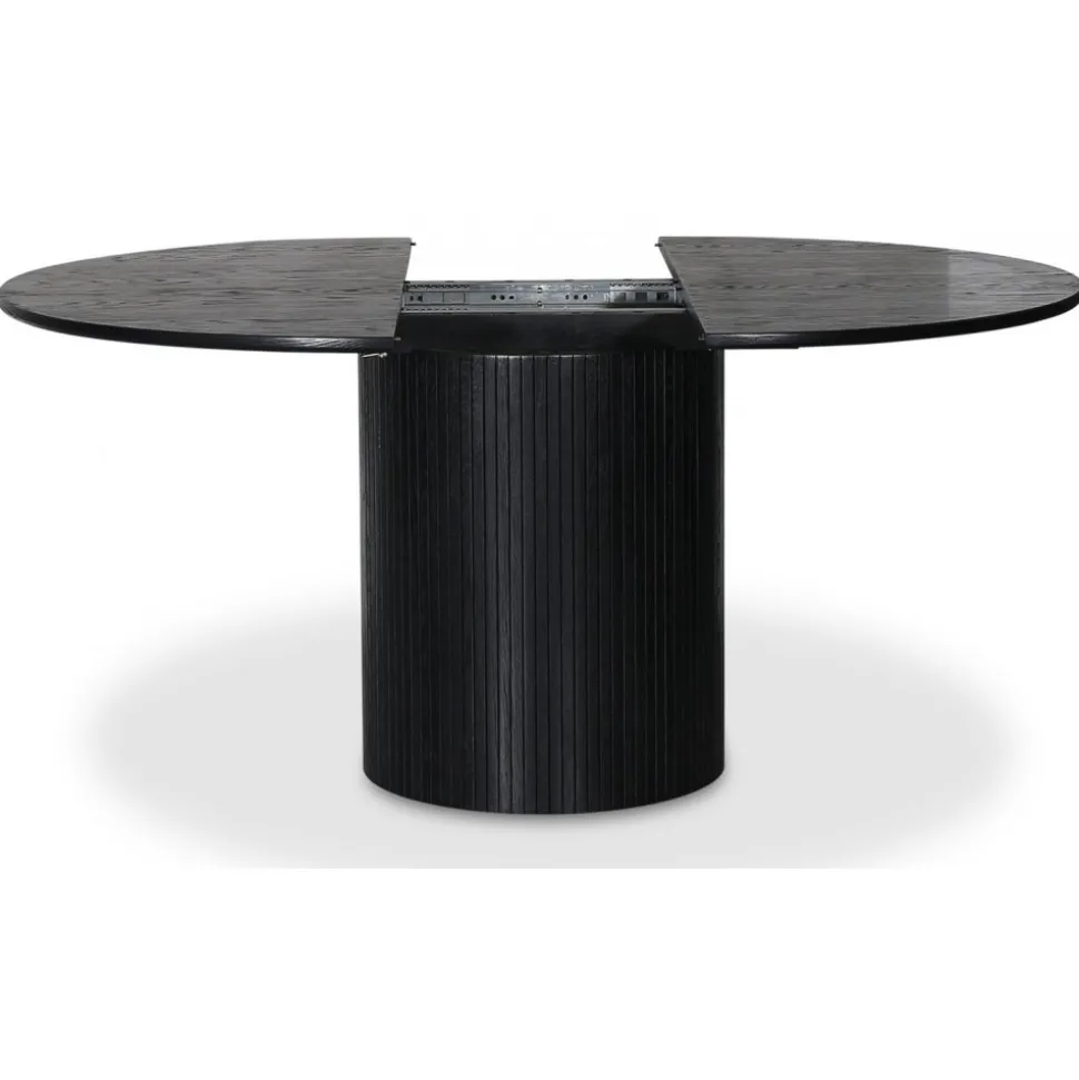 Nova förlängningsbart runt matbord Ø115-160 cm - Svartbetsad ek + 4.00 x Stolsdyna