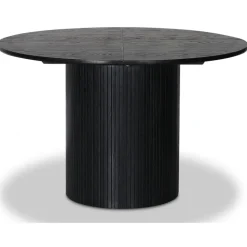 Nova förlängningsbart runt matbord Ø115-160 cm - Svartbetsad ek + 4.00 x Stolsdyna