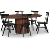 Nova matgrupp, förlängningsbart matbord Ø130-170 cm inkl 6 st Orust svarta pinnstolar - Valnöt + 4.00 x Möbeltassar