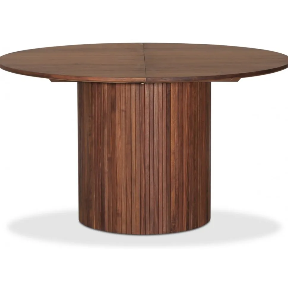 Nova matgrupp, förlängningsbart matbord Ø130-170 cm inkl 6 st svarta pinnstolar Castor - Valnöt + 6.00 x Stolsdyna